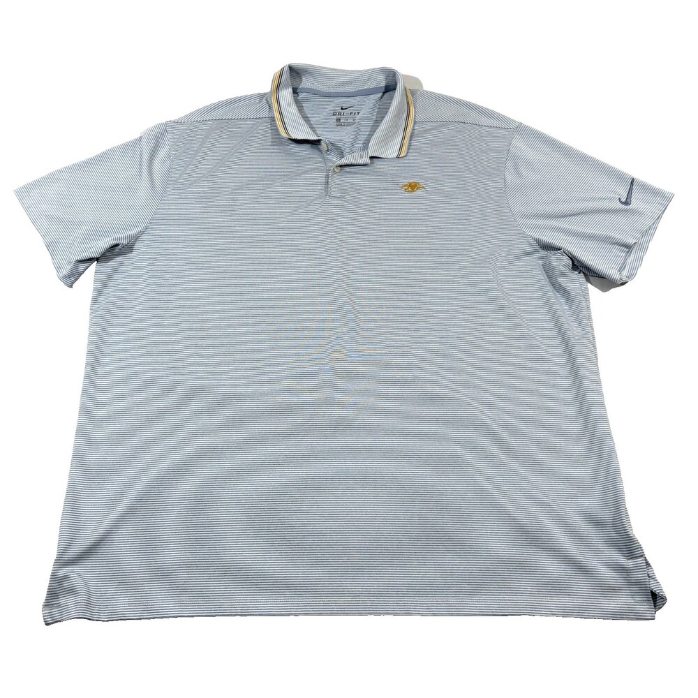 Nike Golf Disney Cruise Line Polo Shirt Mens Blue Striped Dri-FIT Casual Sz 2XL